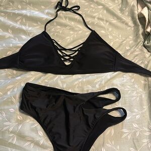 Black bikini top and bottom